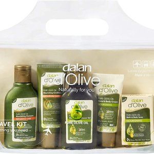Dalan d`Olive Travel Kit 5 Pieces  Shampoo Hair Conditioner Shower Gel